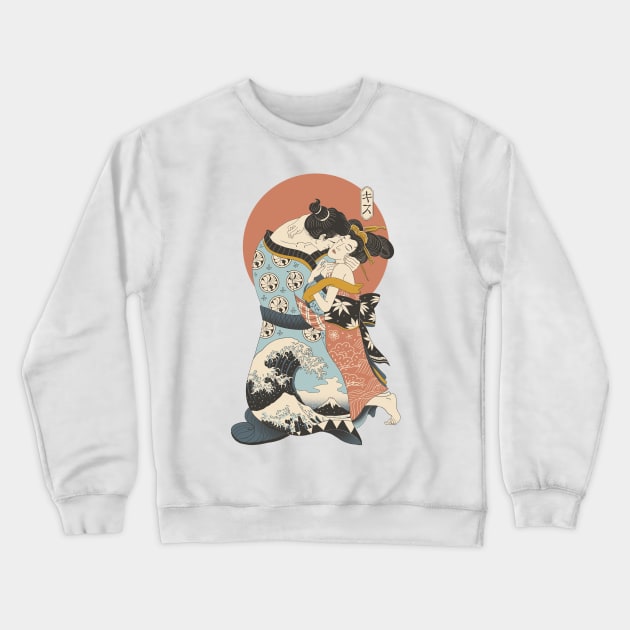 The Kiss Ukiyo-e Crewneck Sweatshirt by Vincent Trinidad Art